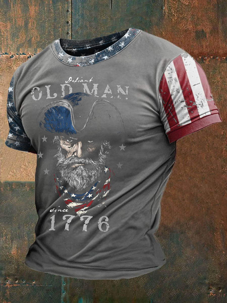 Men's 4th of July Independence Day Patriotic Flag Printed T-shirt