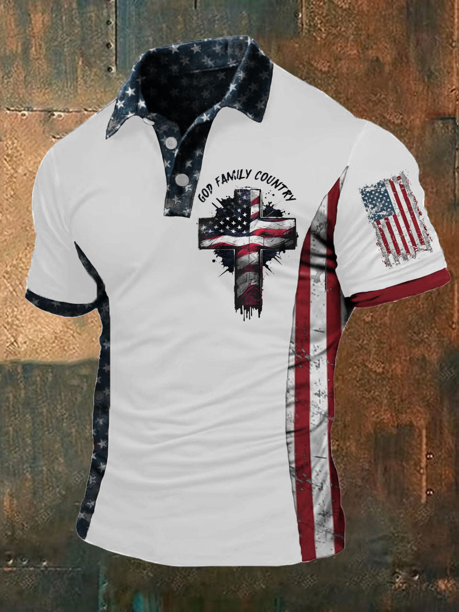 Men's 4th of July Independence Day Patriotic Flag Printed Casual Tops