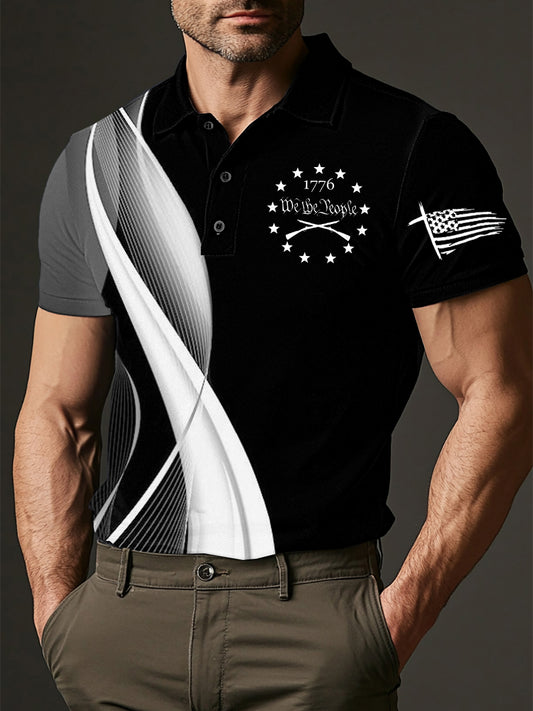 Men's 1776 We The People Cross Flag Printed Shirt