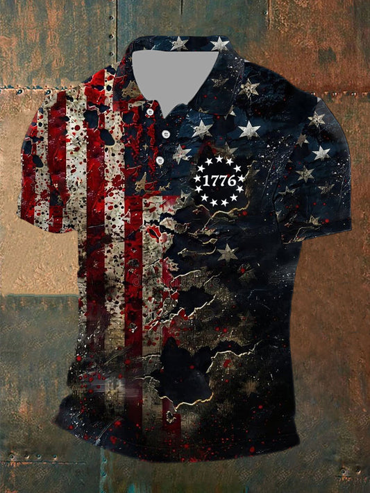 Men's Independence Day American Flag Graphic Print Casual Short Sleeve Top