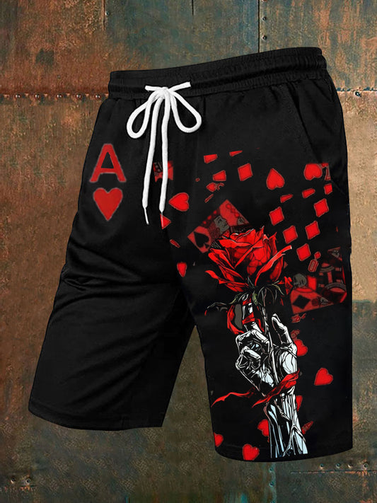 Men's Retro Playing Cards Art Casual Shorts