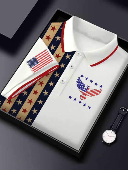 Men's Vintage American Flag Eagle Casual Shirt