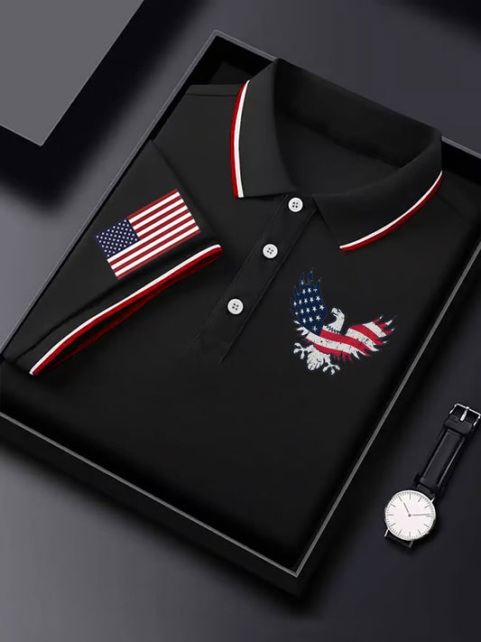 Men's Vintage American Flag Eagle Casual Shirt