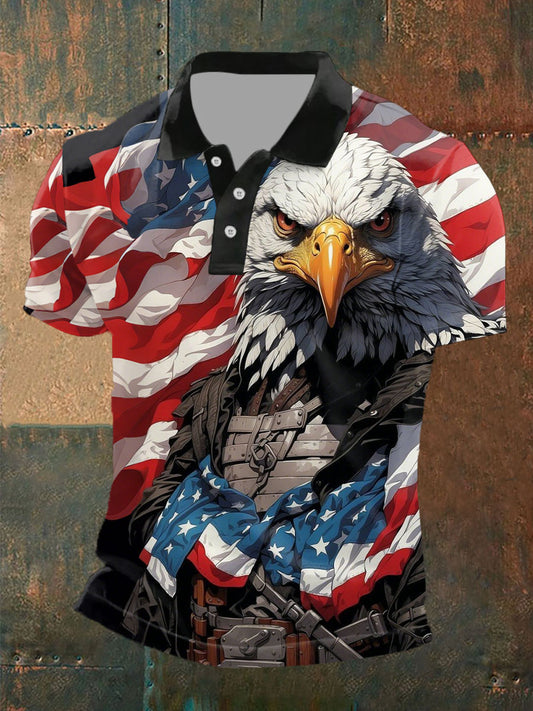Men's American Flag Eagle Print Casual Top