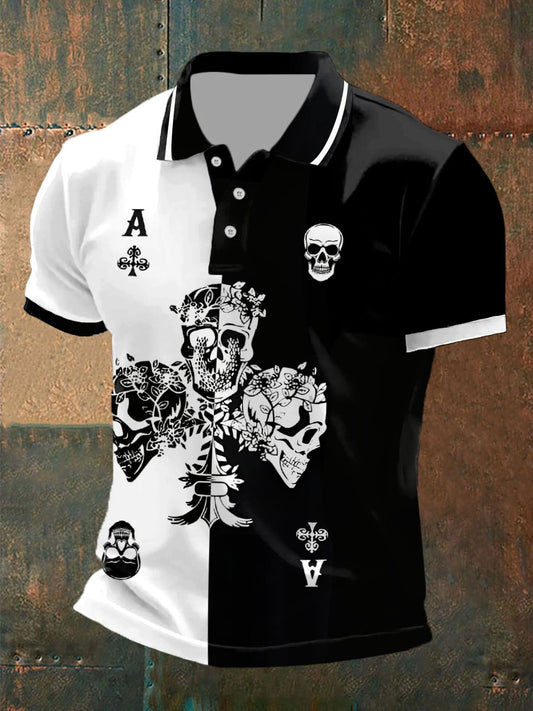 Men's Poker Skull Casual Top