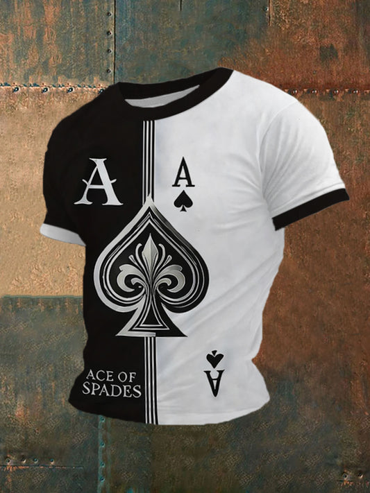 Men's Spade Ace Poker Casual T-shirt