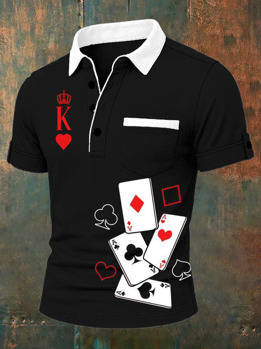Men's Vintage Poker Casual Polo Shirt