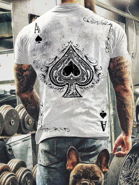 Men's poker Ace of Spades casual t-shirts