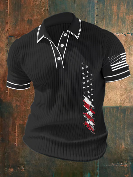 Men's Retro Independence Day Style Artistic Casual Polo Shirt