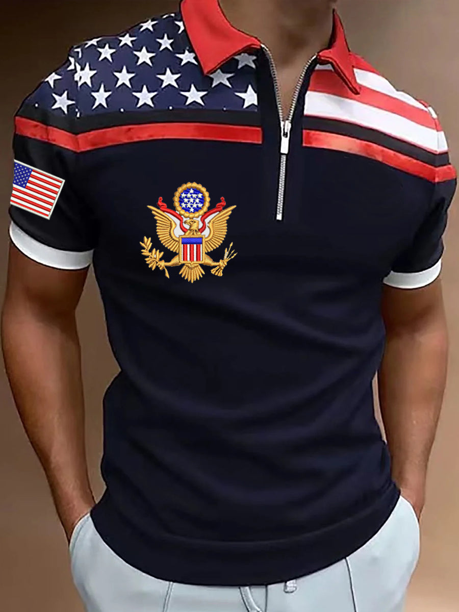 Men's Independence Day American Flag Embroidered Patch Top