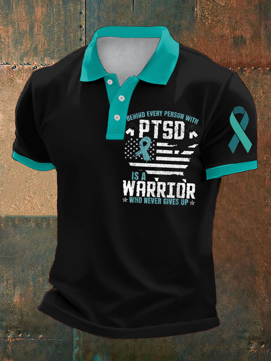 Men's PTSD Awareness Veteran Printed Casual Tops