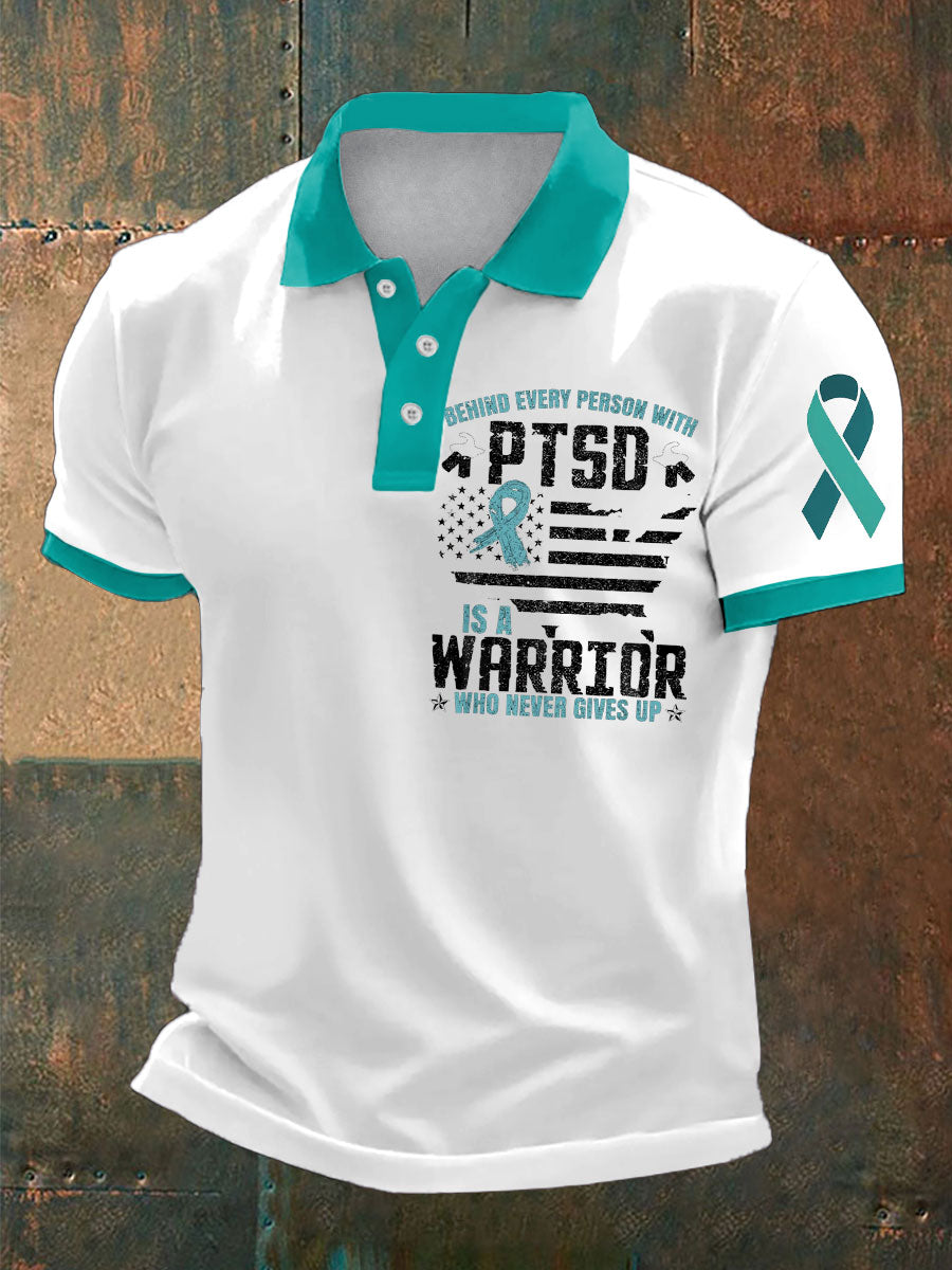 Men's PTSD Awareness Veteran Printed Casual Tops