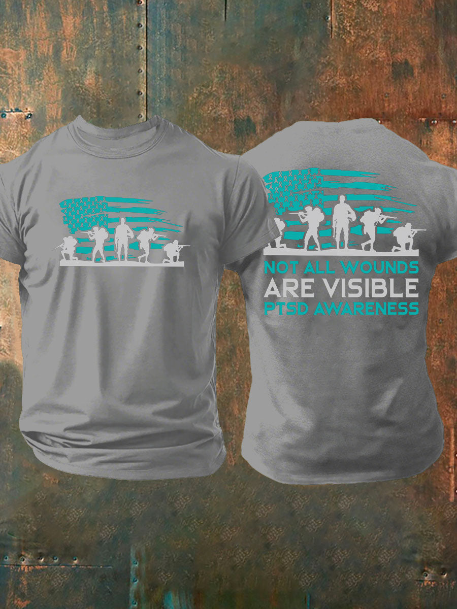 Men's PTSD Awareness Veteran Printed T-shirt