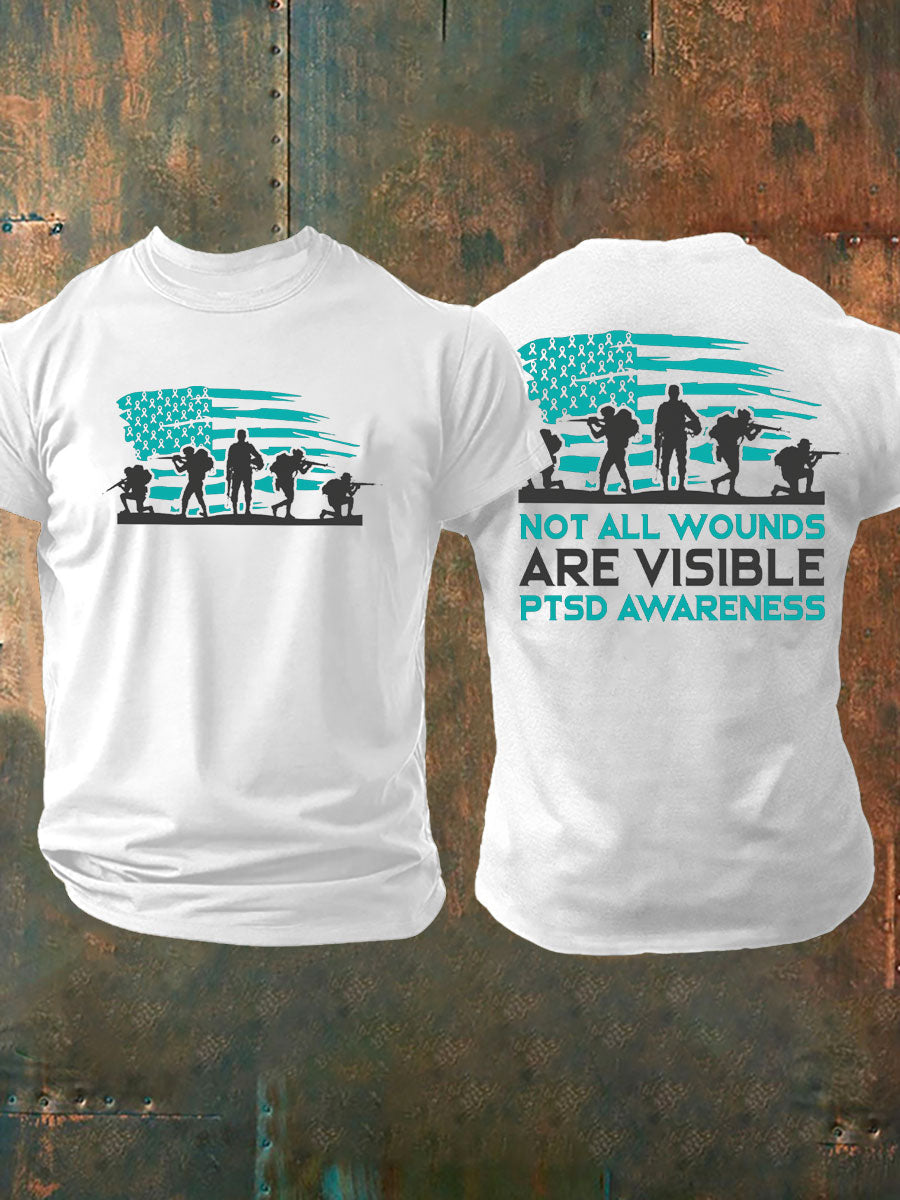 Men's PTSD Awareness Veteran Printed T-shirt