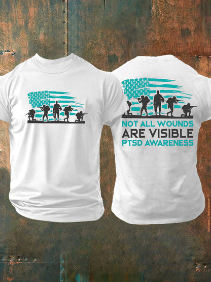 Men's PTSD Awareness Veteran Printed T-shirt