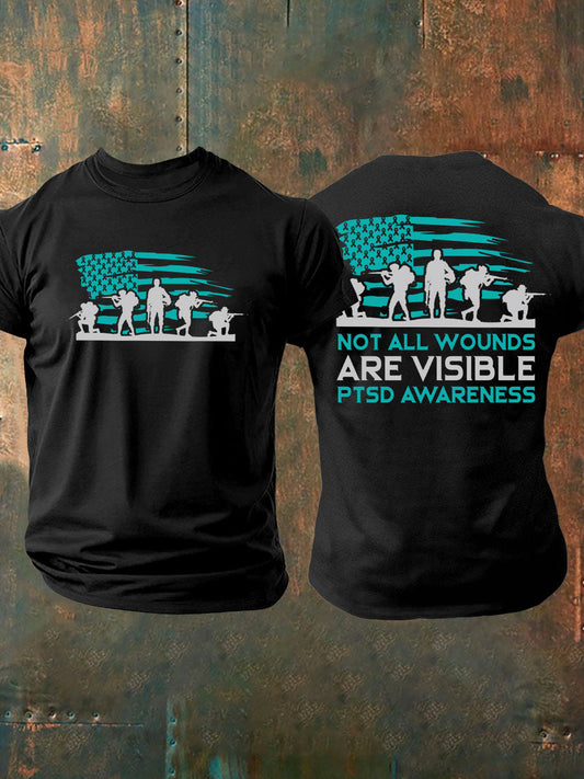 Men's PTSD Awareness Veteran Printed T-shirt