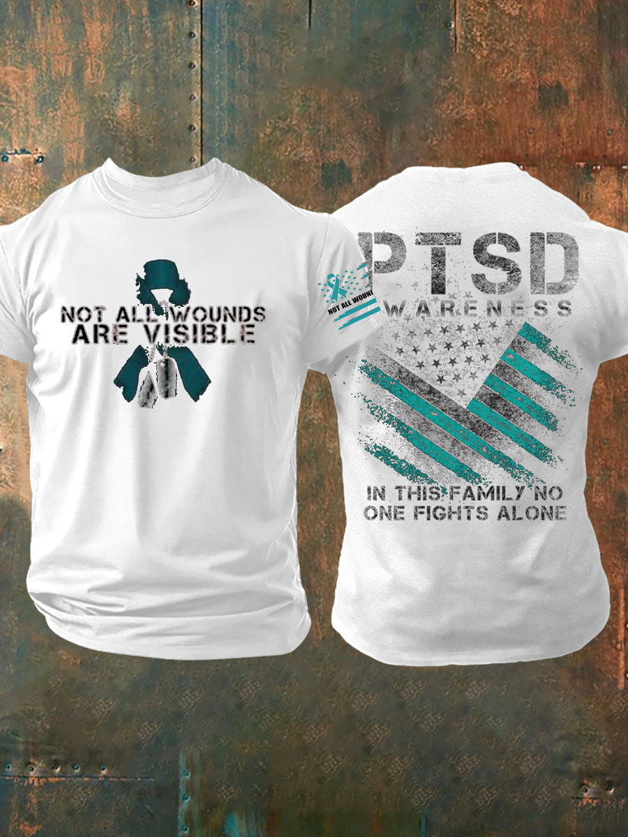 Men's PTSD Awareness Veteran Printed T-shirt