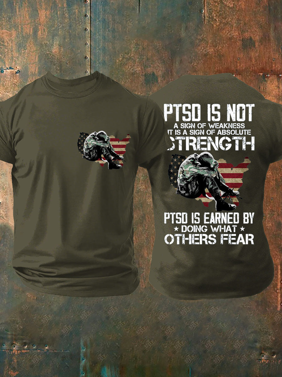 Men's PTSD Awareness Veteran Printed T-shirt