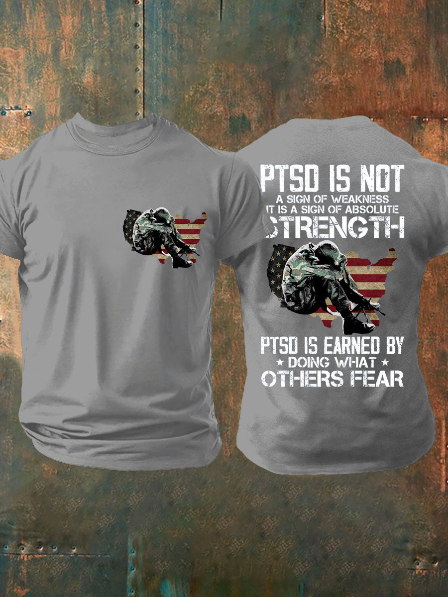 Men's PTSD Awareness Veteran Printed T-shirt