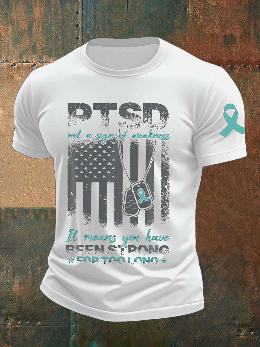 Men's PTSD Awareness Veteran Printed T-shirt