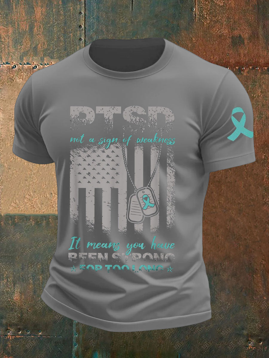 Men's PTSD Awareness Veteran Printed T-shirt