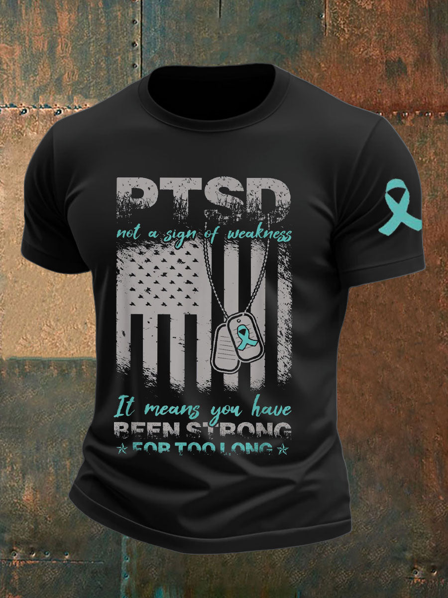 Men's PTSD Awareness Veteran Printed T-shirt