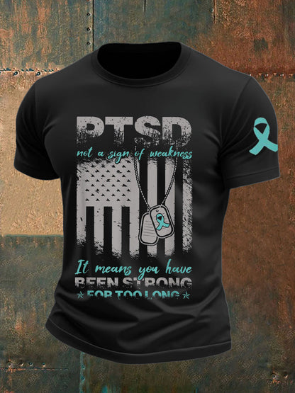 Men's PTSD Awareness Veteran Printed T-shirt