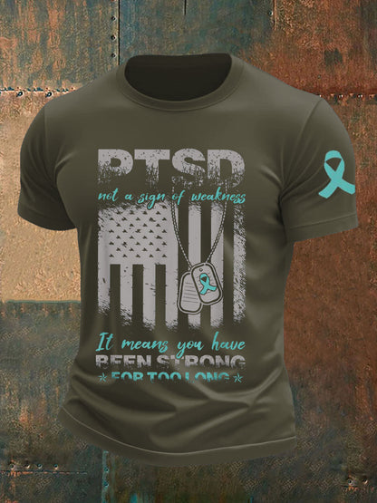 Men's PTSD Awareness Veteran Printed T-shirt