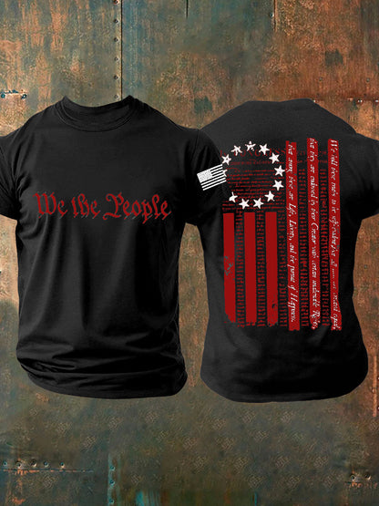 Men's 4th of July Freedom Patriotic Flag 1776 Printed T-shirt