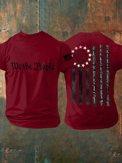 Men's 4th of July Freedom Patriotic Flag 1776 Printed T-shirt
