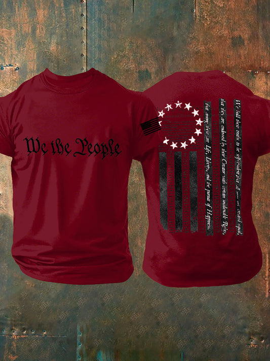 Men's 4th of July Freedom Patriotic Flag 1776 Printed T-shirt