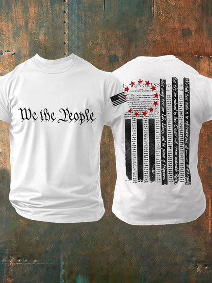Men's 4th of July Freedom Patriotic Flag 1776 Printed T-shirt