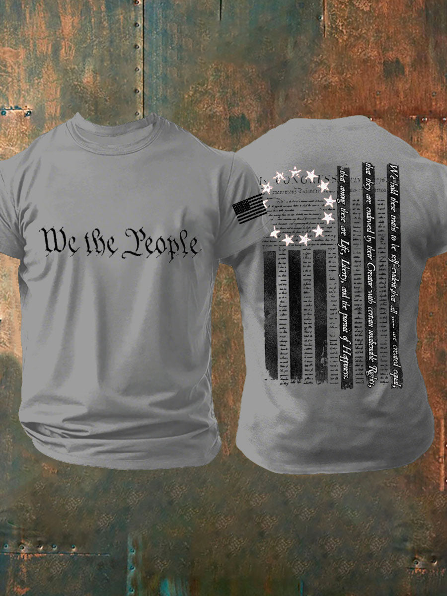Men's 4th of July Freedom Patriotic Flag 1776 Printed T-shirt
