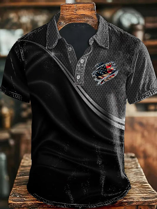 Men's Independence Day Flag Print short sleeve Top