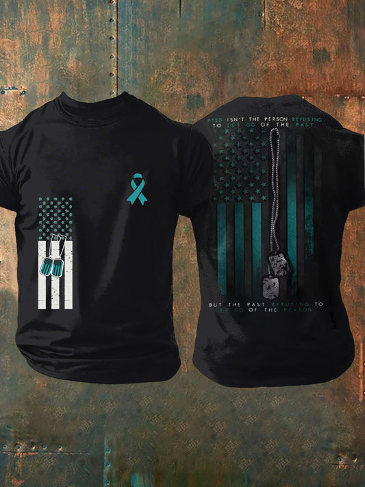 Men's PTSD Awareness Veteran Printed T-shirt