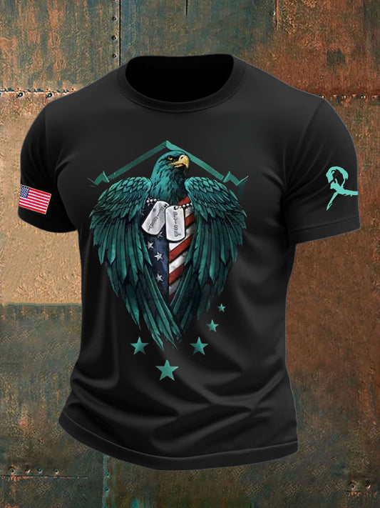 Men's PTSD Awareness Veteran Printed T-shirt