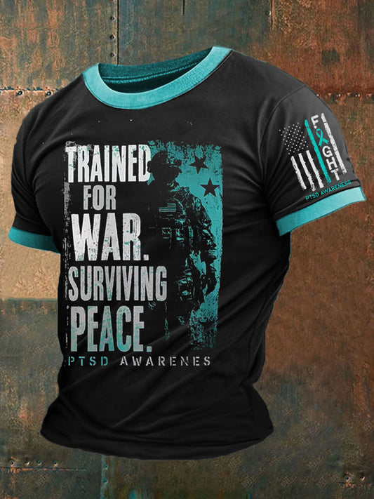 Men's PTSD Awareness Veteran Printed T-shirt