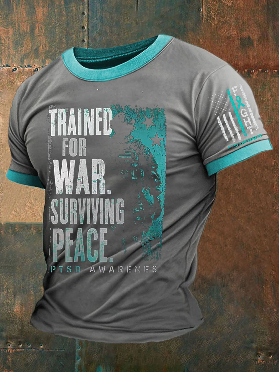 Men's PTSD Awareness Veteran Printed T-shirt