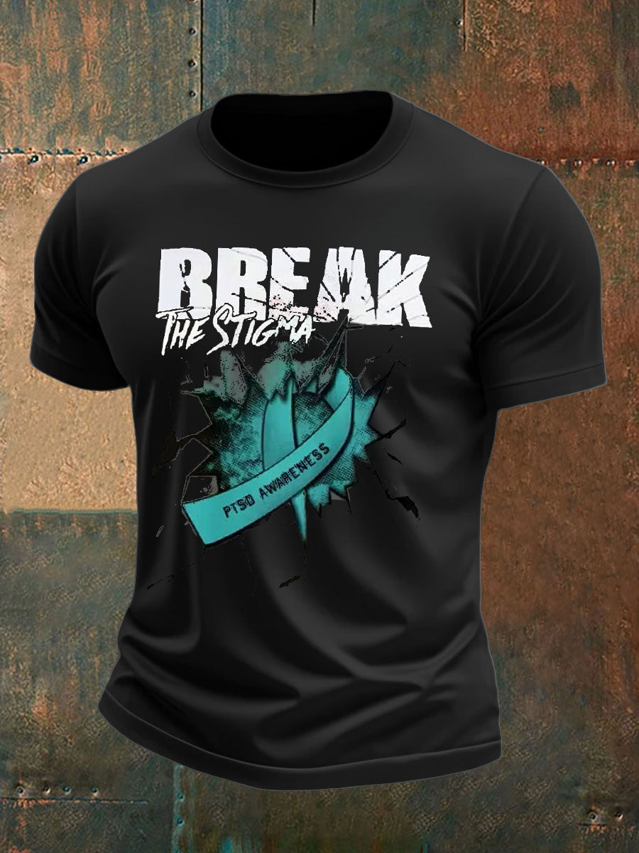 Men's PTSD Awareness Veteran Printed T-shirt