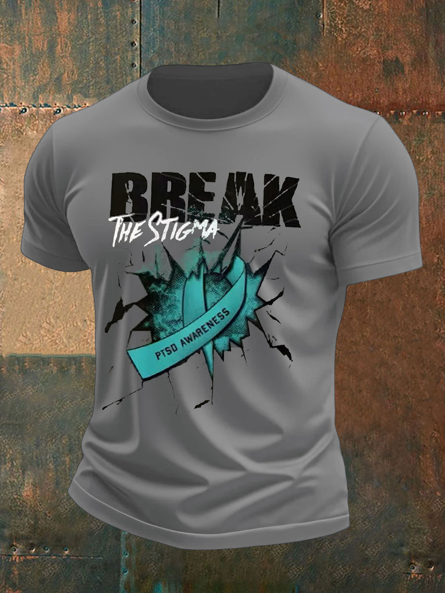 Men's PTSD Awareness Veteran Printed T-shirt