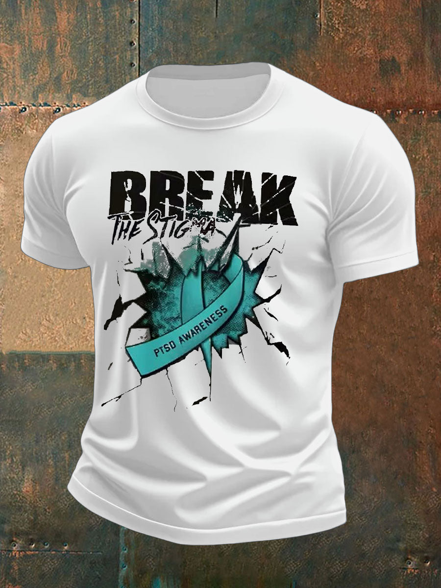 Men's PTSD Awareness Veteran Printed T-shirt