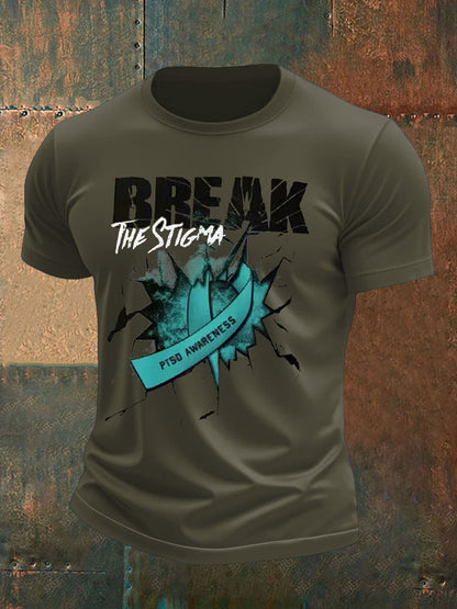 Men's PTSD Awareness Veteran Printed T-shirt