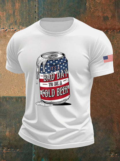Men's It's A Bad Day To Be A Cold Beer Printed Casual T-Shirt