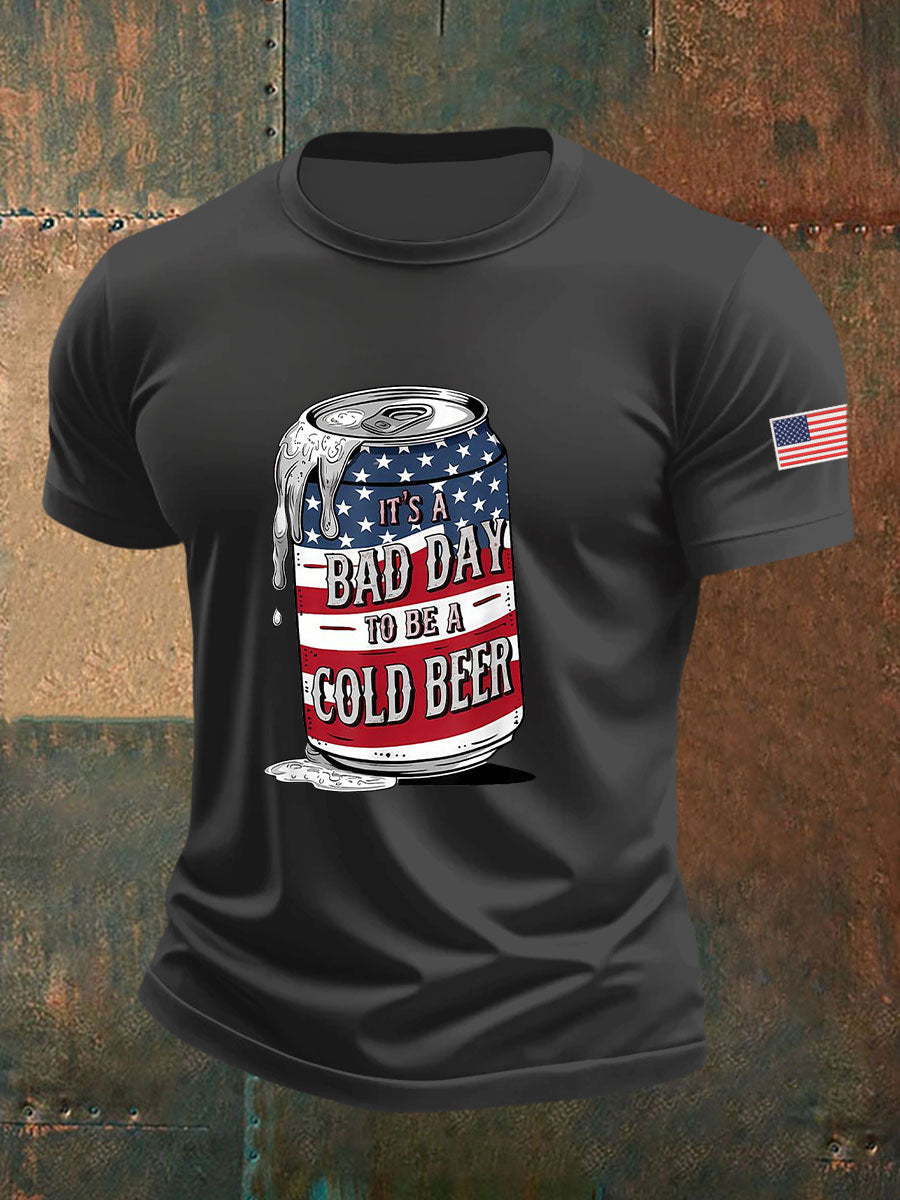Men's It's A Bad Day To Be A Cold Beer Printed Casual T-Shirt