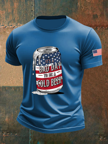Men's It's A Bad Day To Be A Cold Beer Printed Casual T-Shirt