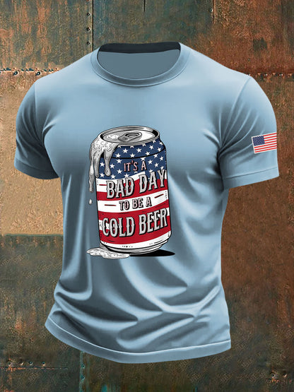 Men's It's A Bad Day To Be A Cold Beer Printed Casual T-Shirt