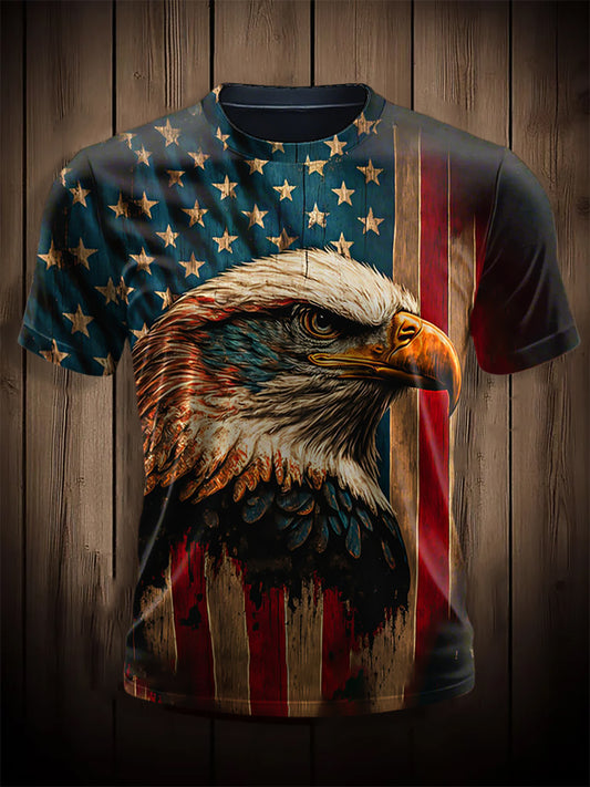 Men's Independence Day Flag Print Short Sleeve Shirt