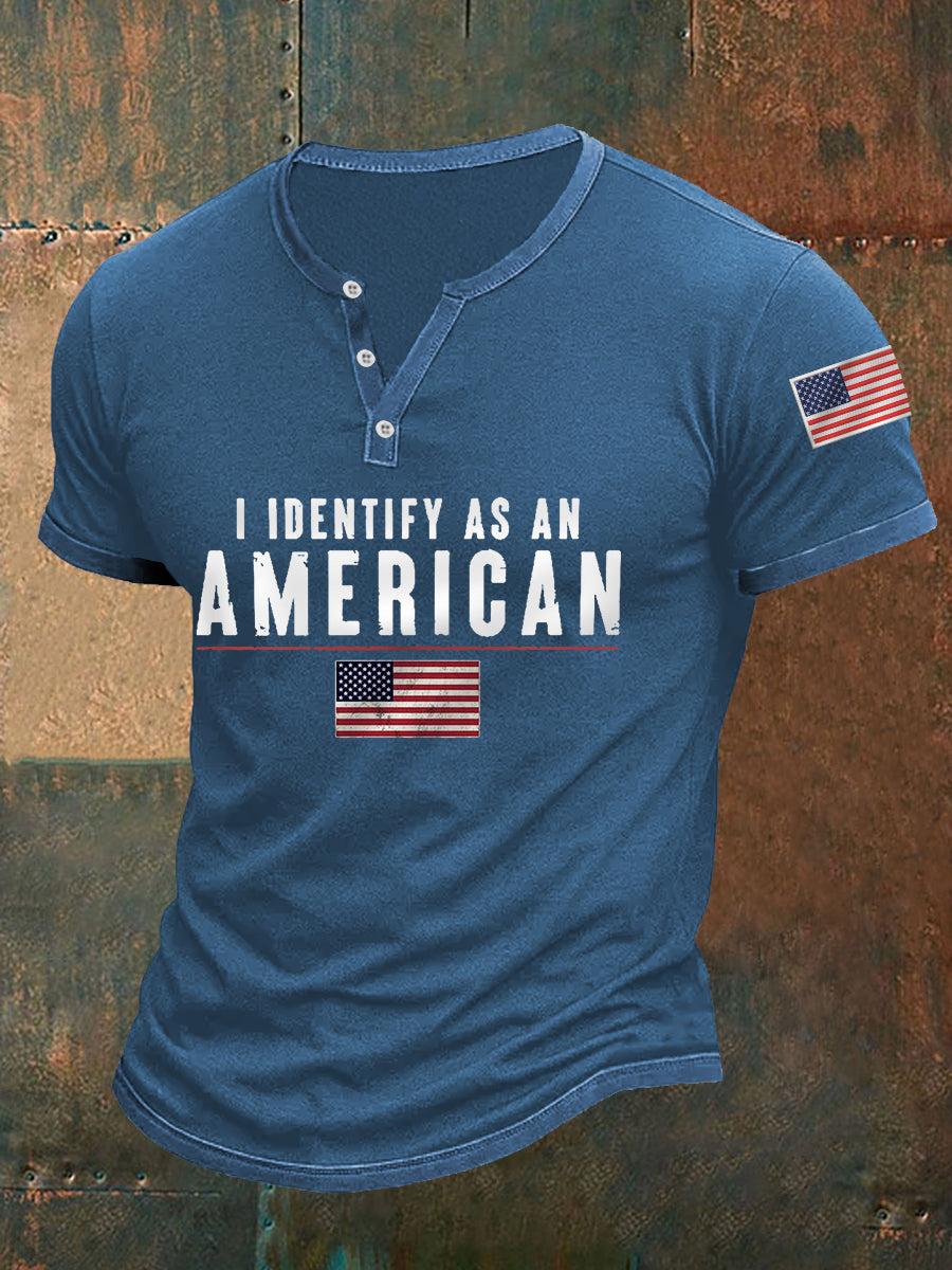 Men's I Identify As An American Casual Buttons Tee