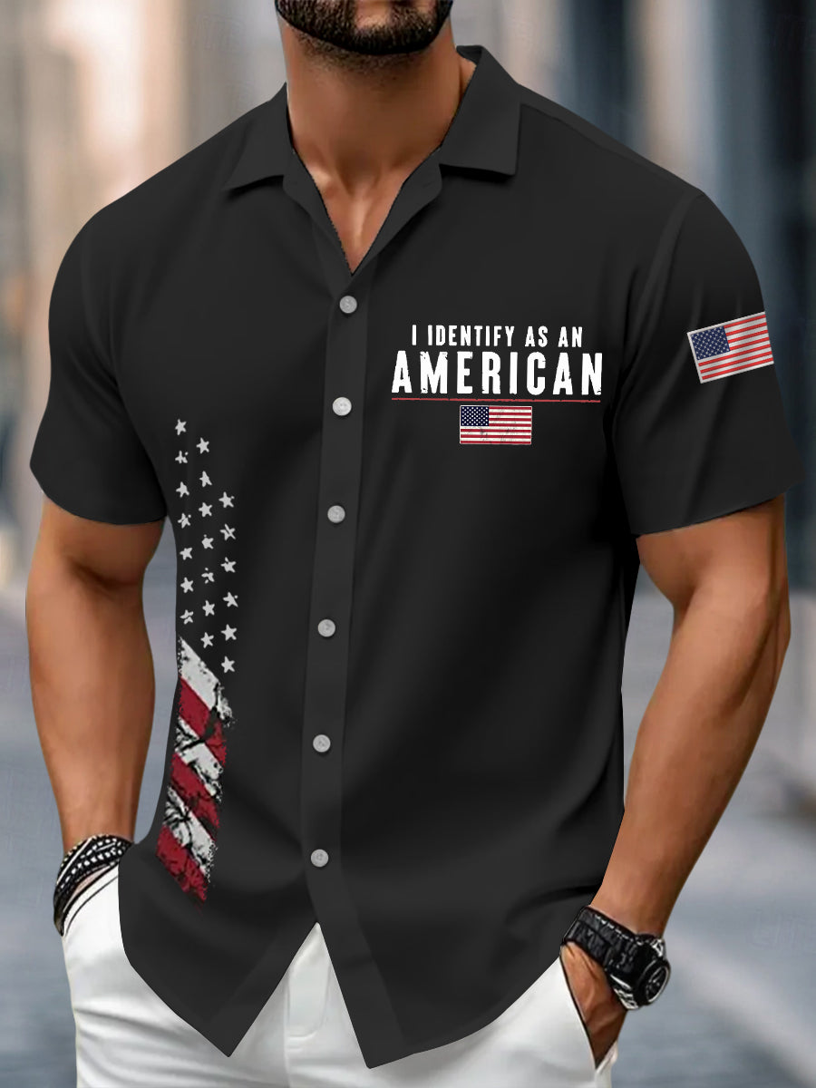 Men's I Identify As An American Casual Short Sleeve Shirt