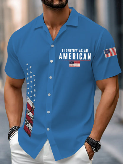 Men's I Identify As An American Casual Short Sleeve Shirt